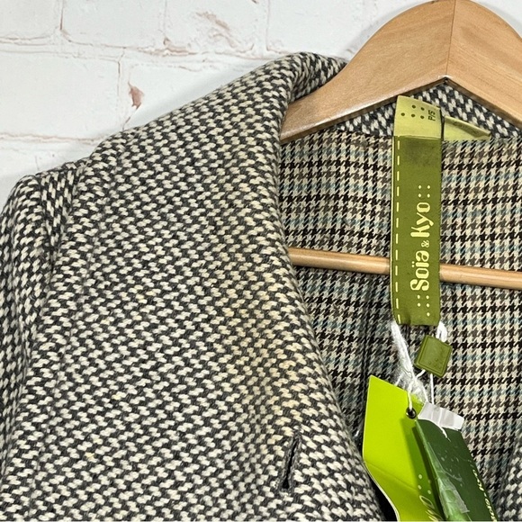 Soia & Kyo Gemma Coat Womens Small Gray Checkered Belted Peacoat Jacket NWT - Picture 6 of 16